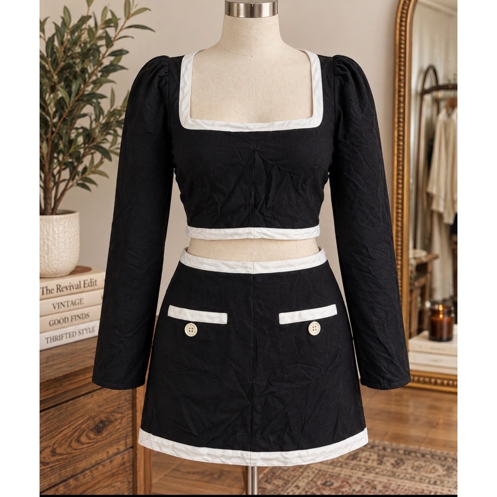 Reformation Black White 2 Piece Set Size 0